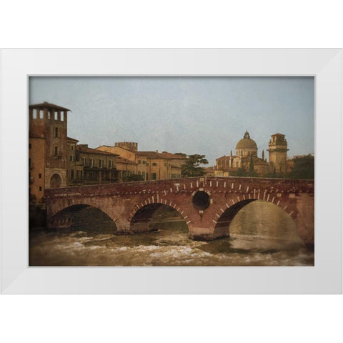Ponte Pietra Verona  White Modern Wood Framed Art Print by Jacks, Heather