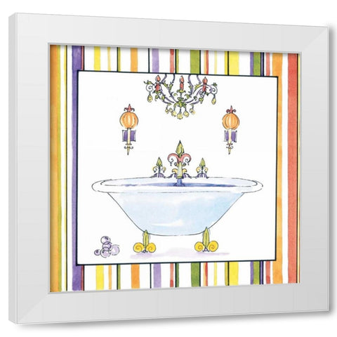 Striped Bath I White Modern Wood Framed Art Print by Jardine, Liz