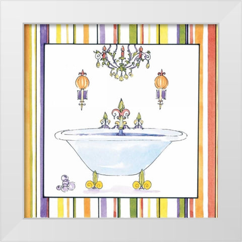 Striped Bath I White Modern Wood Framed Art Print by Jardine, Liz