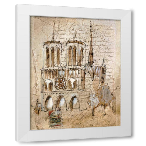 Notre Dame White Modern Wood Framed Art Print by Jardine, Liz