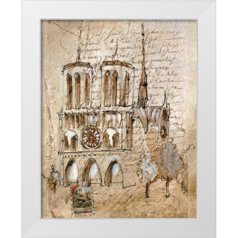 Notre Dame White Modern Wood Framed Art Print by Jardine, Liz