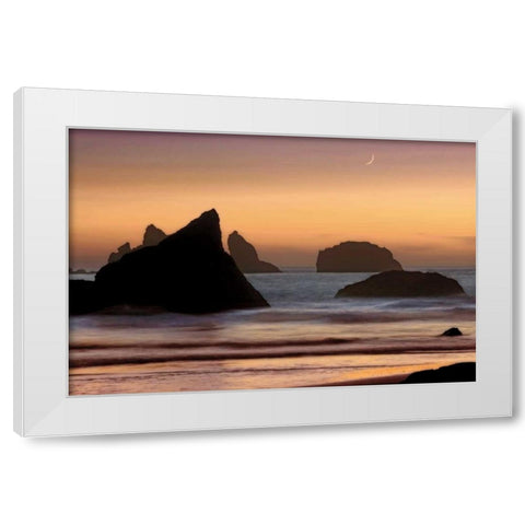 Moonset White Modern Wood Framed Art Print by Jones, Mike