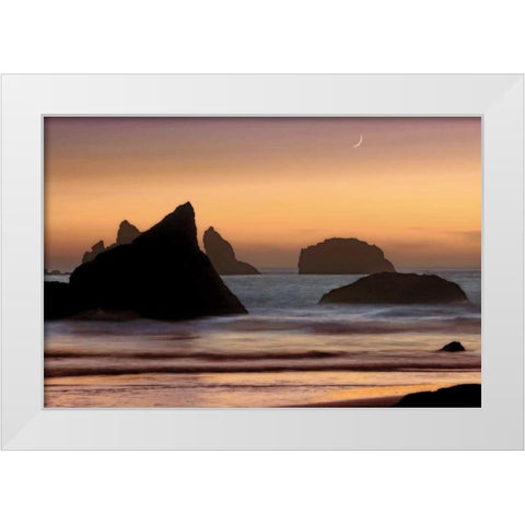 Moonset White Modern Wood Framed Art Print by Jones, Mike