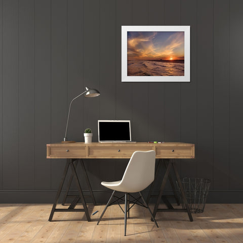 Corpus Christi Sunset White Modern Wood Framed Art Print by Jones, Mike