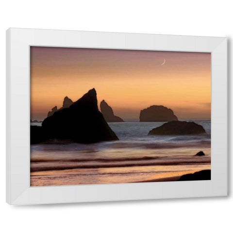 Moonset White Modern Wood Framed Art Print by Jones, Mike