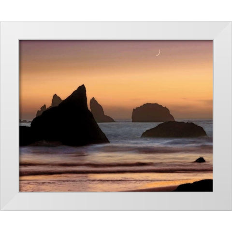 Moonset White Modern Wood Framed Art Print by Jones, Mike