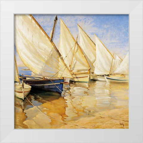 White Sails I White Modern Wood Framed Art Print by Laporta, Jaume