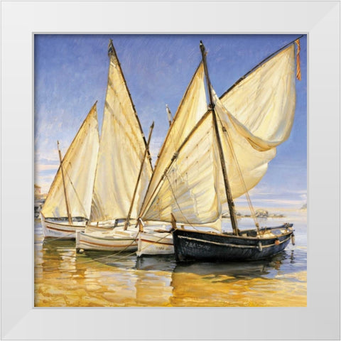 White Sails II White Modern Wood Framed Art Print by Laporta, Jaume
