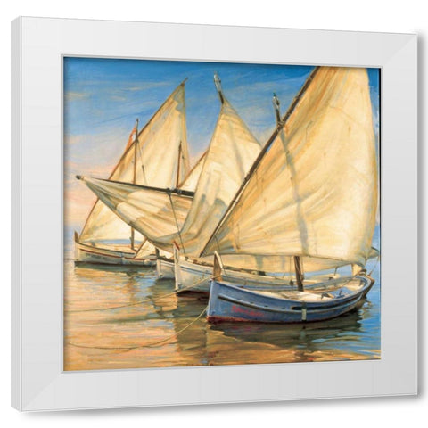 Windward Latin Sails White Modern Wood Framed Art Print by Laporta, Jaume