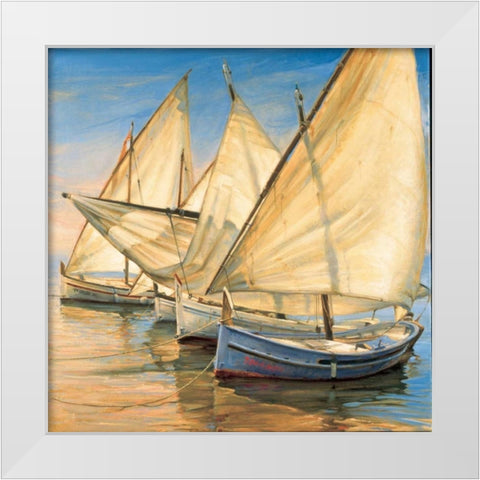 Windward Latin Sails White Modern Wood Framed Art Print by Laporta, Jaume