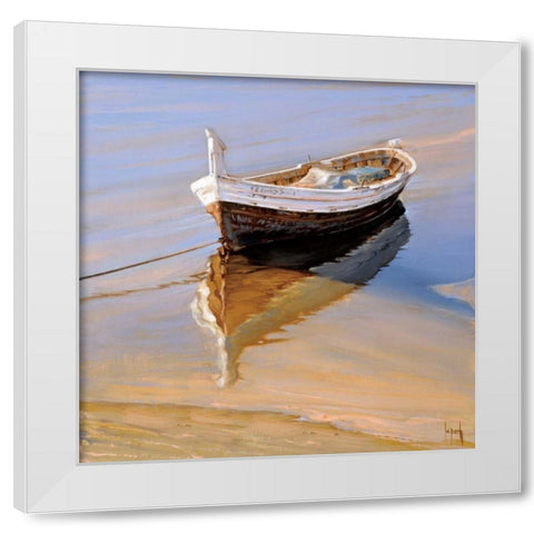 Barcas Descansando White Modern Wood Framed Art Print by Laporta, Jaume