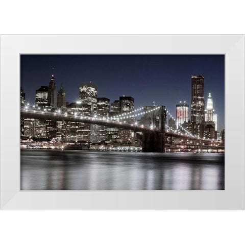 Manhattan Reflections White Modern Wood Framed Art Print by Llovet, Jorge