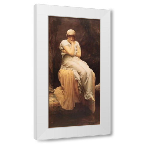 Solitude White Modern Wood Framed Art Print by Leighton, Lord Frederic