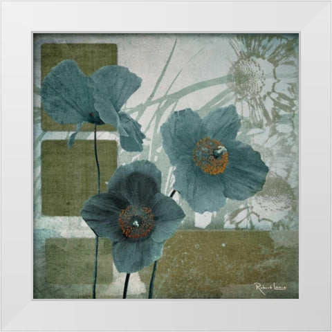 Cerulean Poppies I White Modern Wood Framed Art Print by Lacie, Robert