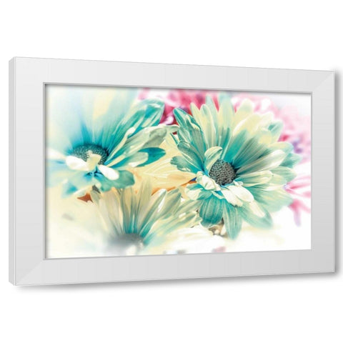 Colored Stars White Modern Wood Framed Art Print by Marie, Dina