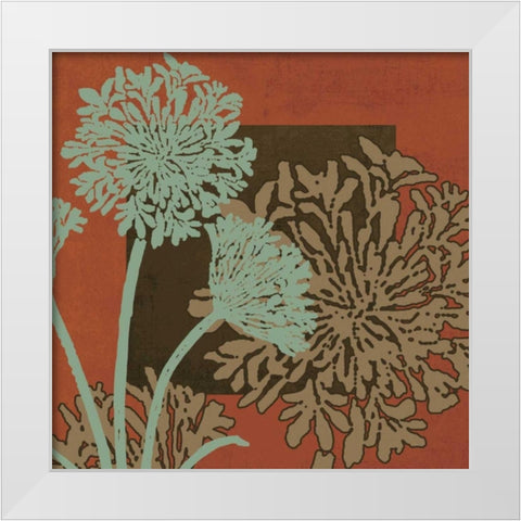Floral Silhouette in Red White Modern Wood Framed Art Print by MK Designs