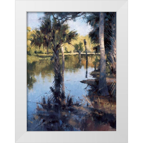 Palms on Water I White Modern Wood Framed Art Print by Moore, Larry