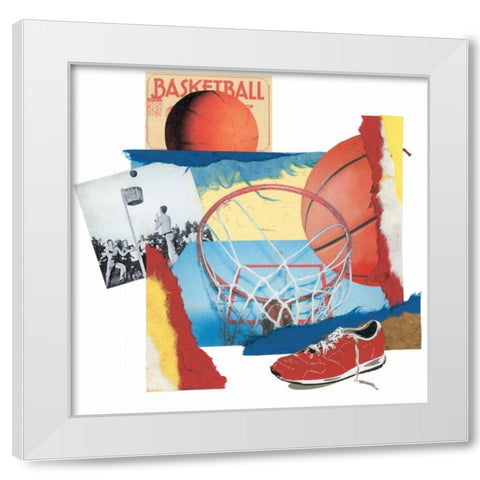 Hoop Shot White Modern Wood Framed Art Print by Markell, Melissa