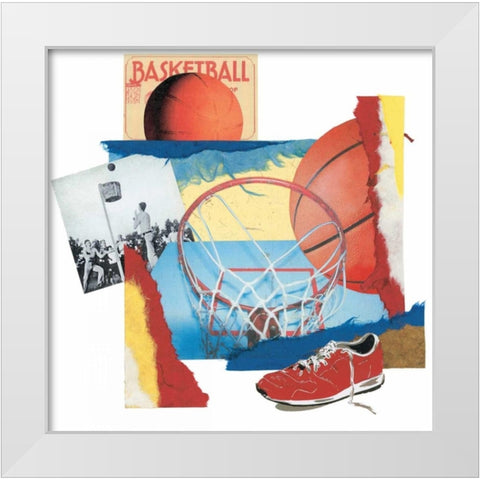 Hoop Shot White Modern Wood Framed Art Print by Markell, Melissa