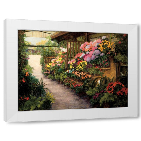 Spring Flower Market White Modern Wood Framed Art Print by Masdeu, Montserrat