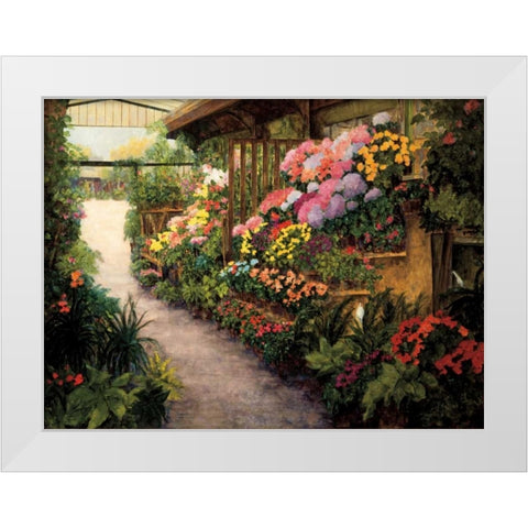 Spring Flower Market White Modern Wood Framed Art Print by Masdeu, Montserrat