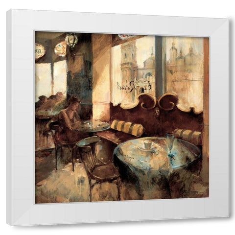 El Real Cafe White Modern Wood Framed Art Print by Martin, Noemi