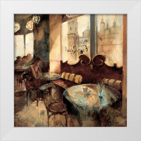 El Real Cafe White Modern Wood Framed Art Print by Martin, Noemi