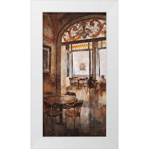 Grand Cafe Cappuccino I White Modern Wood Framed Art Print by Martin, Noemi