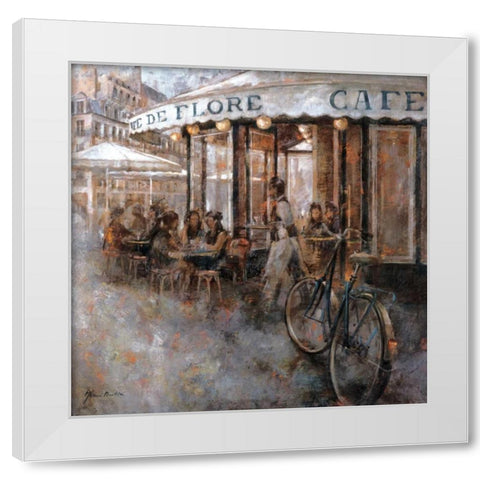 Cafe de Flore Paris White Modern Wood Framed Art Print by Martin, Noemi