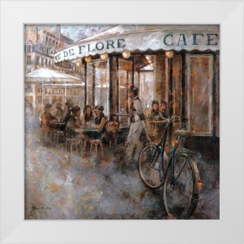Cafe de Flore Paris White Modern Wood Framed Art Print by Martin, Noemi