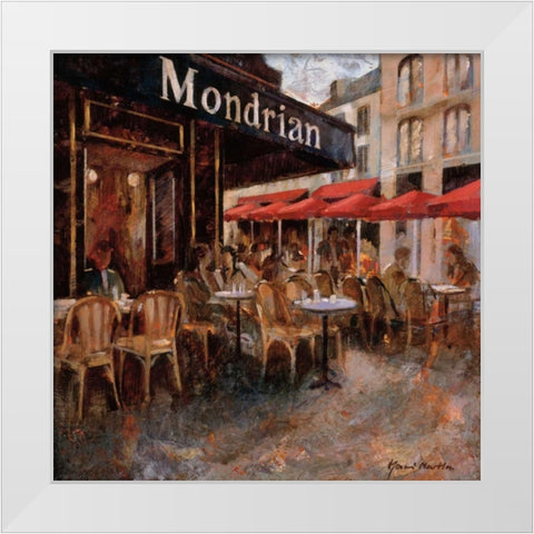 Mondrian Cafe White Modern Wood Framed Art Print by Martin, Noemi