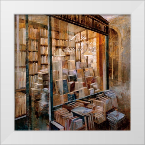 Librairie White Modern Wood Framed Art Print by Martin, Noemi