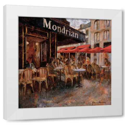 Mondrian Cafe White Modern Wood Framed Art Print by Martin, Noemi