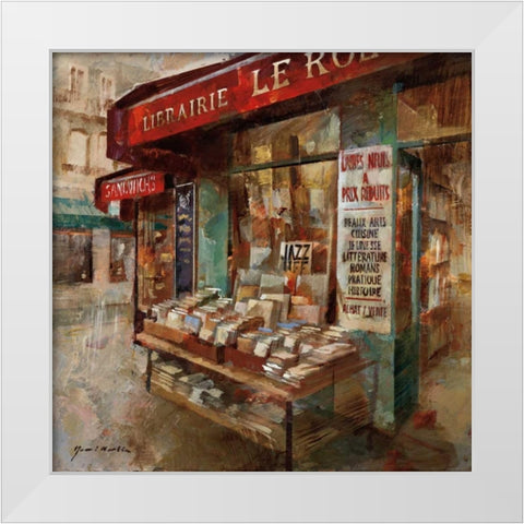 Librairie Paris White Modern Wood Framed Art Print by Martin, Noemi