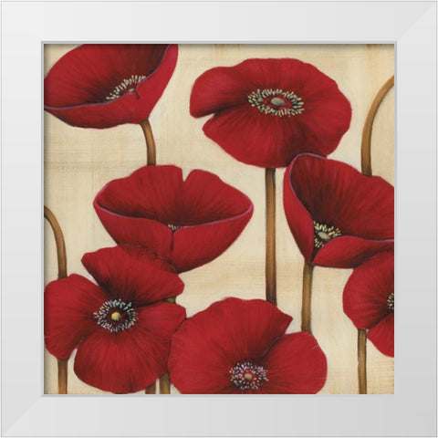 Bouquet Rouge White Modern Wood Framed Art Print by MAJA