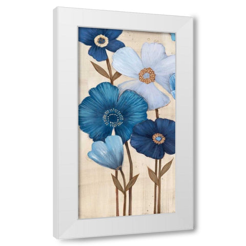 Fleurs Bleues I White Modern Wood Framed Art Print by MAJA