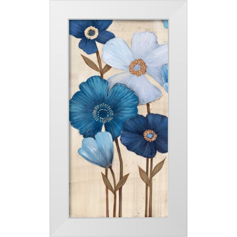 Fleurs Bleues I White Modern Wood Framed Art Print by MAJA