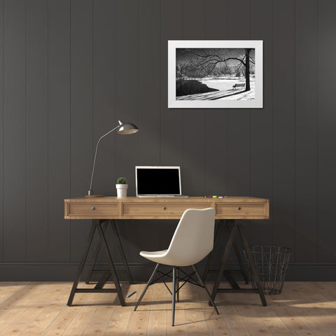 Heritage Pond in Winter White Modern Wood Framed Art Print by Nagler, Monte