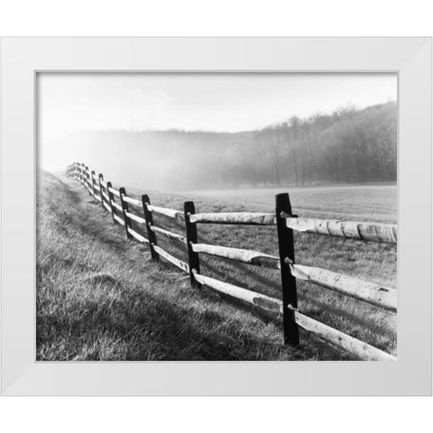Vanishing Fence White Modern Wood Framed Art Print by Nagler, Monte