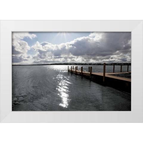 Sunrise at Crooked Lake  White Modern Wood Framed Art Print by Nagler, Monte