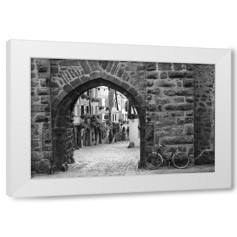 Bicycle of Riquewihr White Modern Wood Framed Art Print by Nagler, Monte