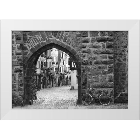 Bicycle of Riquewihr White Modern Wood Framed Art Print by Nagler, Monte