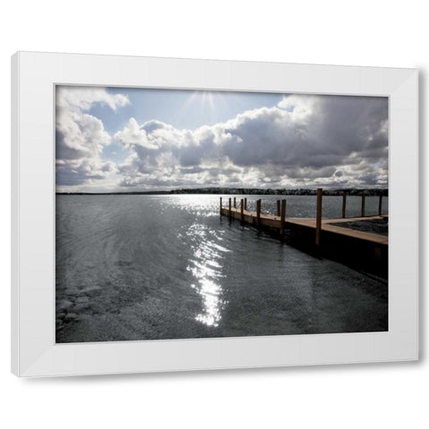 Sunrise at Crooked Lake White Modern Wood Framed Art Print by Nagler, Monte