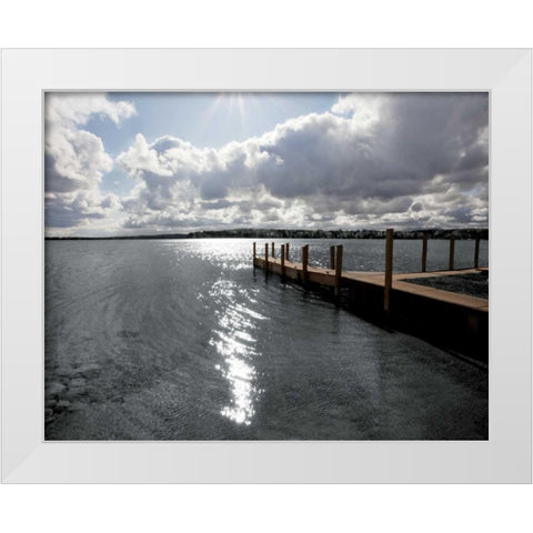 Sunrise at Crooked Lake White Modern Wood Framed Art Print by Nagler, Monte