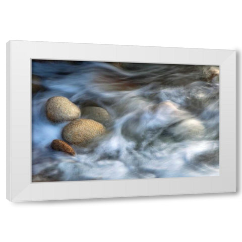 Stones and Waves White Modern Wood Framed Art Print by Ortega, Xavier