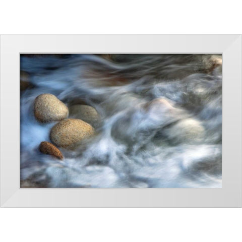 Stones and Waves White Modern Wood Framed Art Print by Ortega, Xavier