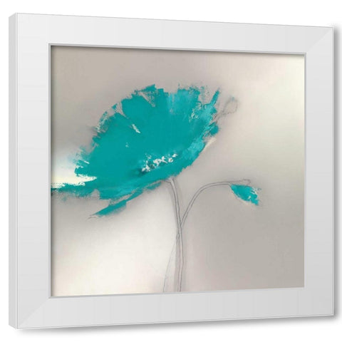 Aqua Platinum Petals I White Modern Wood Framed Art Print by Prior, J.P.