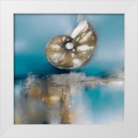Blue Shores Nautilus White Modern Wood Framed Art Print by Prior, J.P.