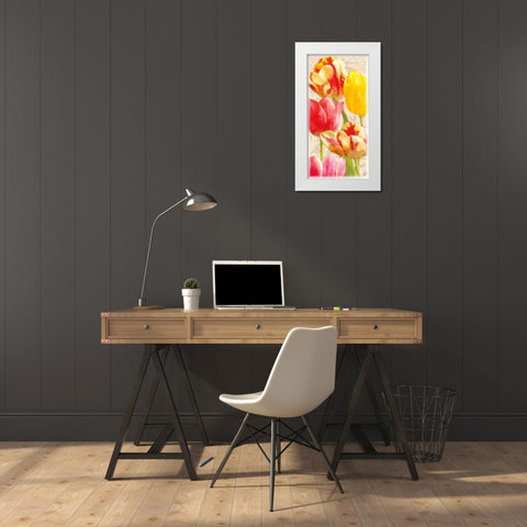 Glowing Tulips I White Modern Wood Framed Art Print by Pahl, Janel