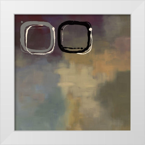Retro Aubergine and Ochre II White Modern Wood Framed Art Print by Maitland, Laurie